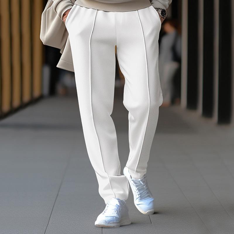 Casual Three-dimensional Single Pleated Drape Suit Pants Loose Drawstring Sports Sweatpants for Men Trousers Men’s