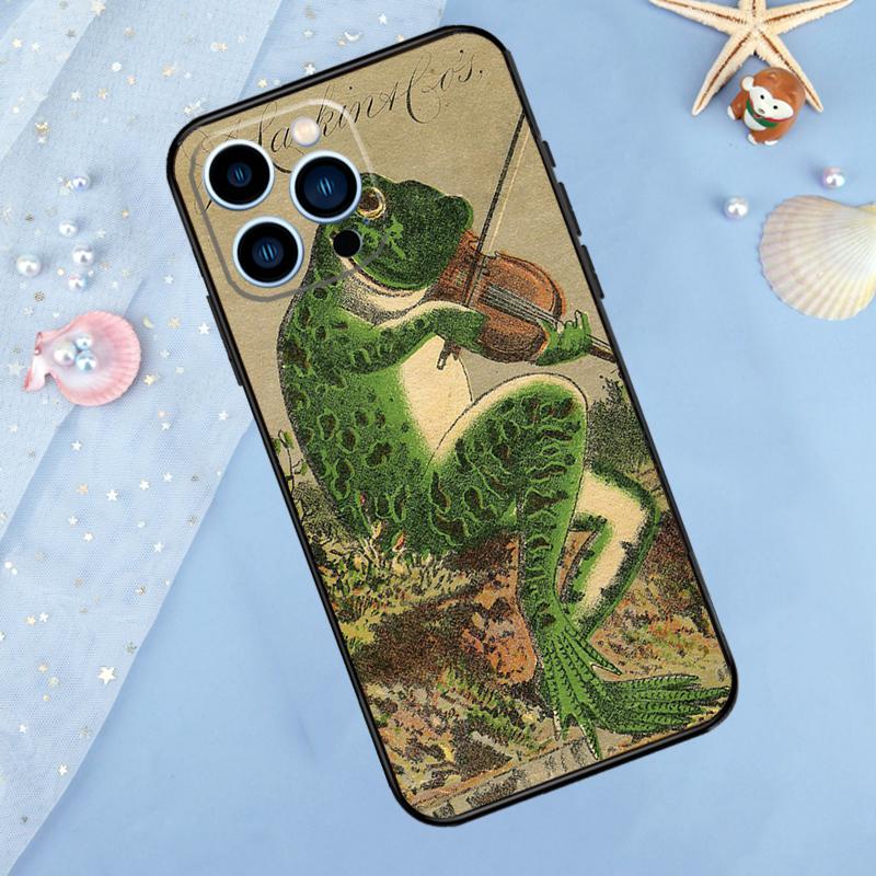 Vintage Retro Frog Mushrooms Case For iPhone 15 16 14 13 12 11 Pro Max Mini X XR XS Max 7 8 Plus Bumper Cases Cover
