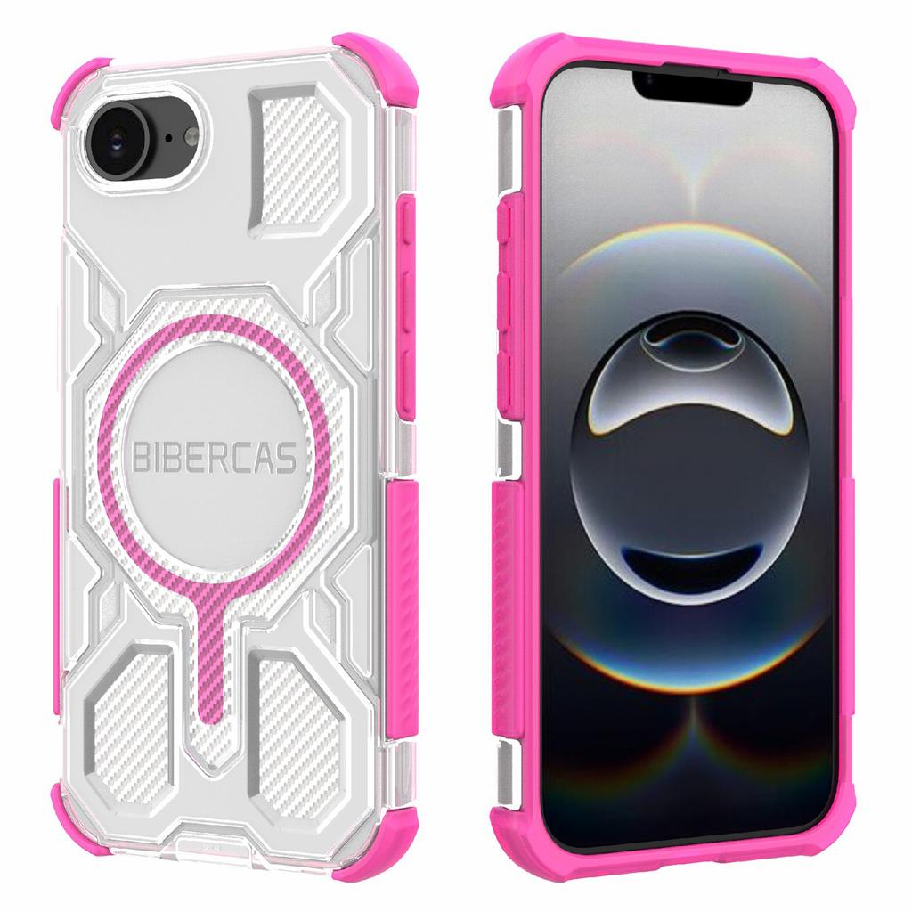 BIBERCAS J-16 Transparent Series For iPhone 16e Case Compatible with MagSafe TPU+PC Phone Cover