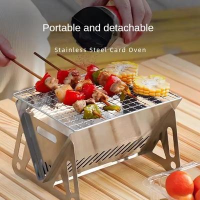 Портативный складной гриль-барбекю, нагревательные печи, многофункциональная стойка для гриля для кемпинга, барбекю, сетка, дровяная печь, гриль-барбекю из нержавеющей стали