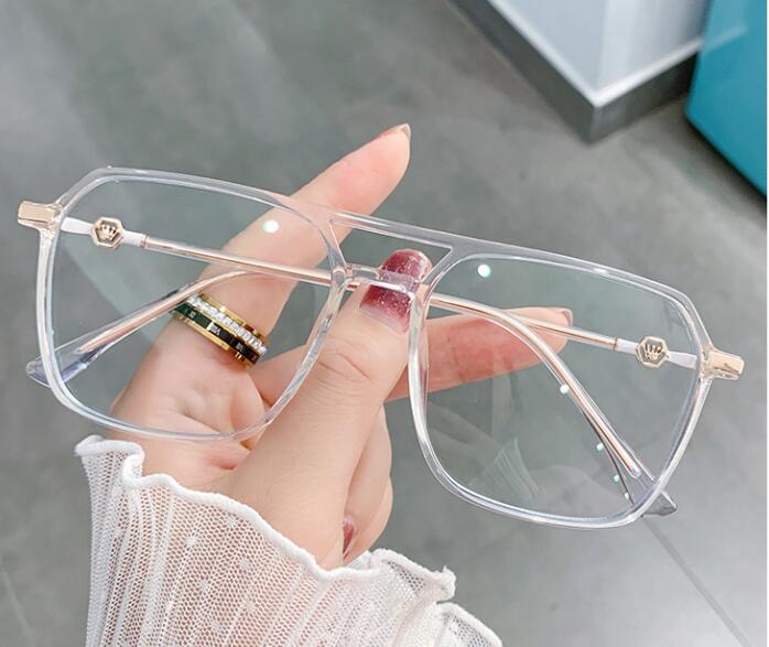 Transparent Pink Square Glasses Frame Luxury Oversized Designer Shades Clear Computer Glasses Women Men Anti Blue Light
