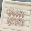 HANDMADE Artificial Nail Pure Desire Butterfly Pearl French Bear Anna Phototherapy Nails Fake Nails Reusable and Removable Nails