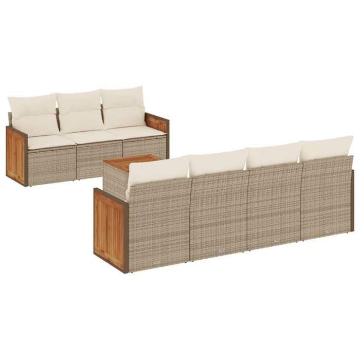 VidaXL Salon de Jardin avec Coussins 8 pcs, Canapés de Patio, Ensemble de Meubles, Mobilier de Terrasse Extérieur, Beige 3259888