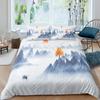 Natural Landscape King Queen Duvet Cover Comic Ink Painting Style Bedding Set Adults Tree Mountain River Polyester Quilt Cover