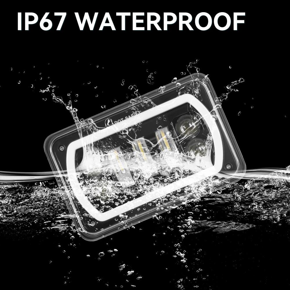 4X6inch Black Square LED Headlight DRL LED Driving Light Hi/Lo For Honda Offroad Trucks Accessories Rectangular Light 12V