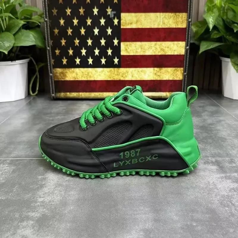 Мужские дизайнерские кроссовки Chunky Sneaker, модные повседневные туфли из натуральной воловьей кожи с увеличенной внутренней платформой