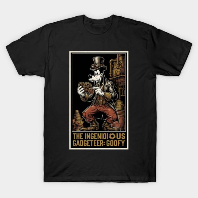 Asian Size Men Black Print T-shirt Ingenious Gadgeteer Goofy Steampunk Poster Design No-Cut Print Cotton Tshirt
