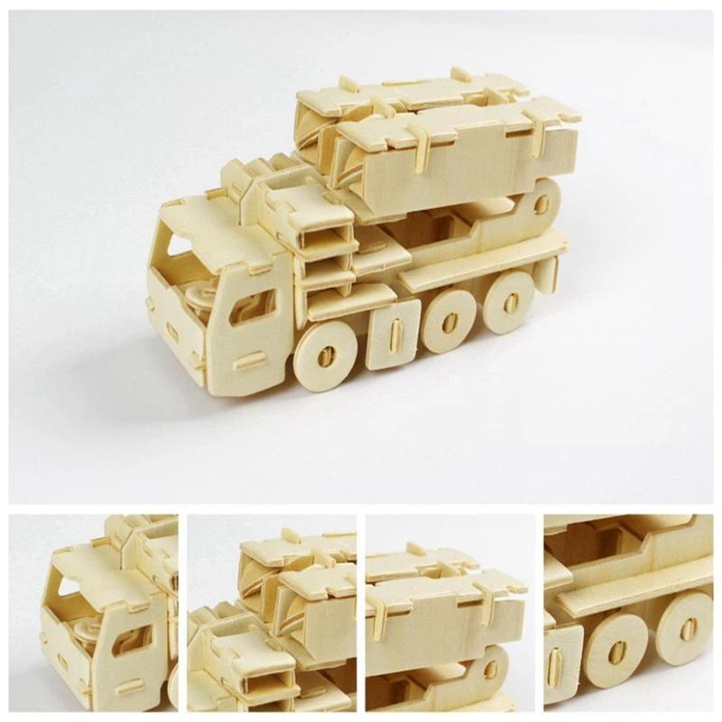 3D DIY Деревянный Пазл Игрушка Серия Милитари Танк Модель Транспортного Средства Набор Креативный Сборный Образовательный Пазл Игрушки Подарки Для Детей