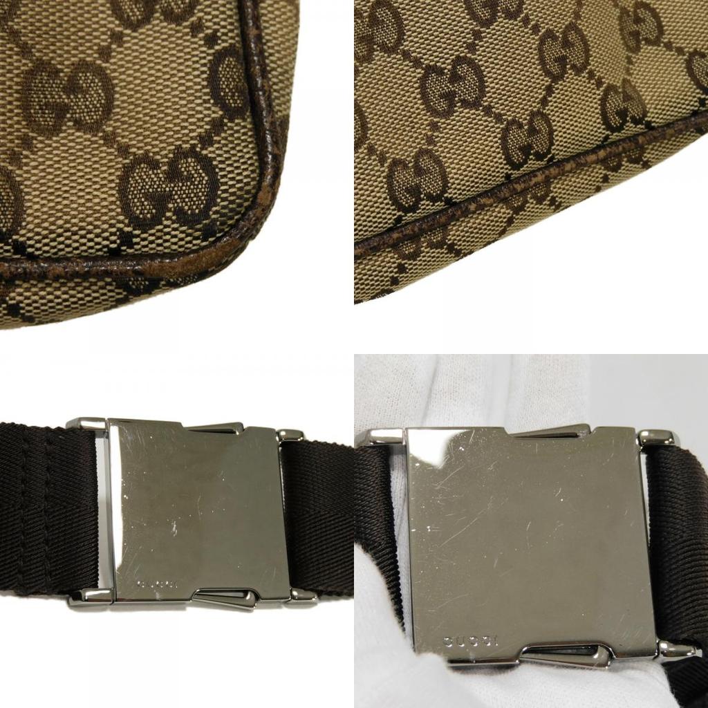 Б/у 9539 GG Canvas Сумка на пояс 146304 7929 Коровья кожа Коричневая Сумка-пояс Сумка через плечо с тисненым логотипом Бежевая Мужская от
