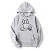 Women's Doodle Skate Cat Graphic Printed Hoodie Vintage Aesthetic Streetwear Loose Long Sleeve Casual Daily Pullover Sweatshirt