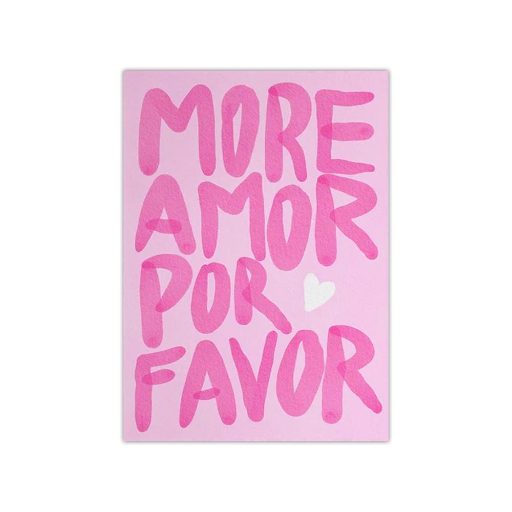 1PC Frameless Modern Eclectic More Amor Por Favor Sunshine Quotes Posters Canvas Painting Maximalist Wall Art for Home Decor