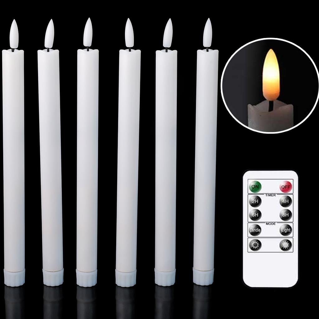 3 or 6 Pieces Short Or Long Flameless Wedding Decorative Taper Candles,6.5 /10 Inch Battery Powered Christmas Home Decoration