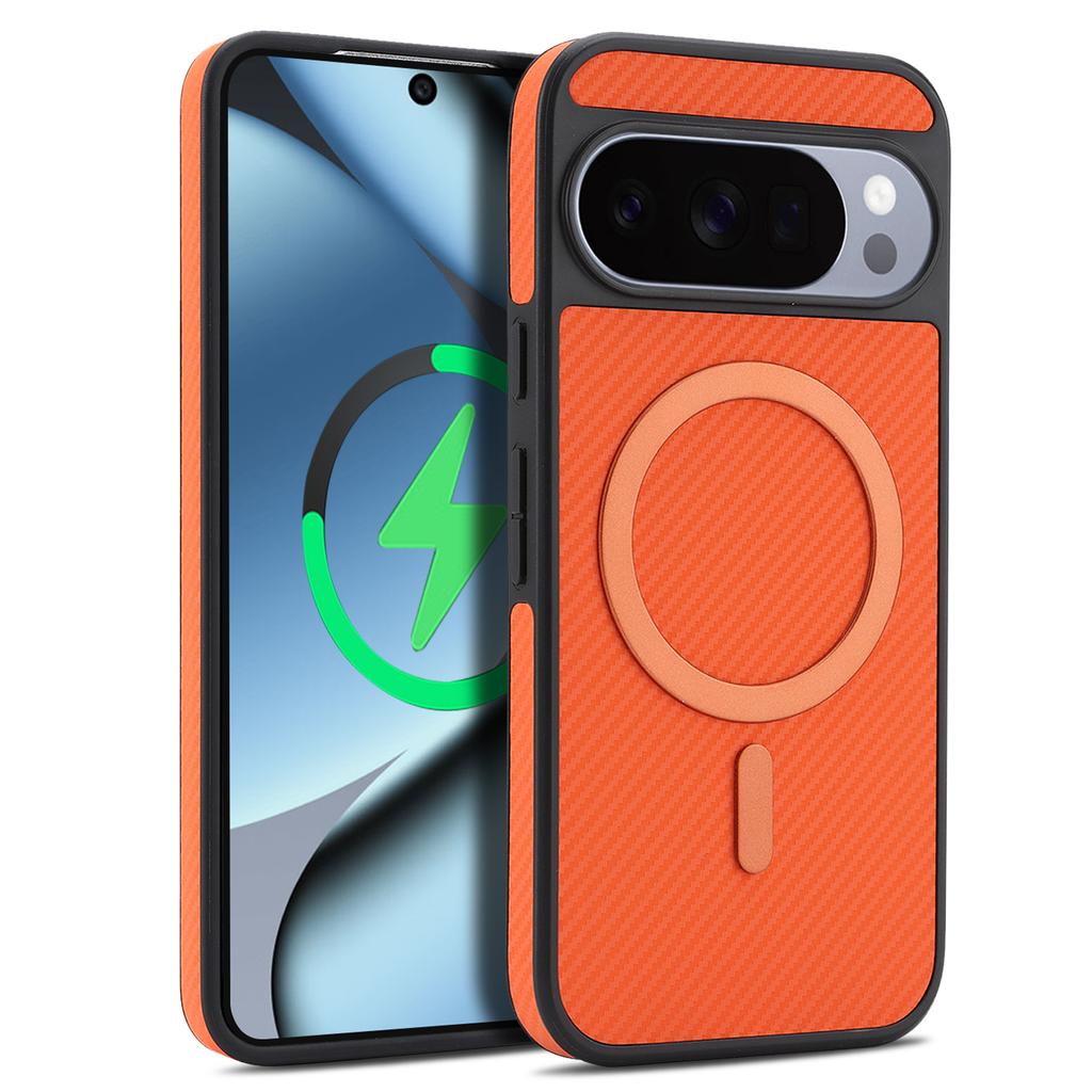 Ультратонкий кожаный чехол из углеродного волокна для Google Pixel 9 10 Pro XL 10Pro 9Pro 9A, роскошный деловой чехол с магнитом Magsafe