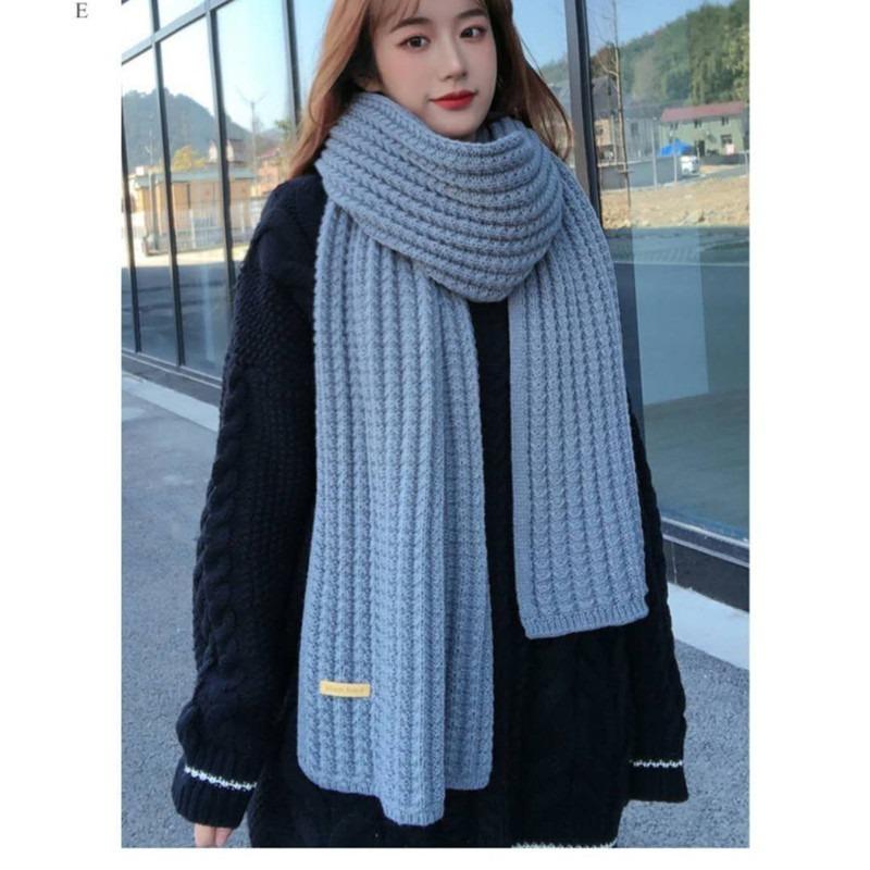Autumn and Winter Thick Warm Women's Scarf Pure Color Knitted Casual Commuting Scarfs