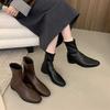 Korean Version of Square Head Thick Heel Rear Zipper Fashion Boots Women's New Products In Autumn and Winter 2025 Fashion Texture Comfortable Short