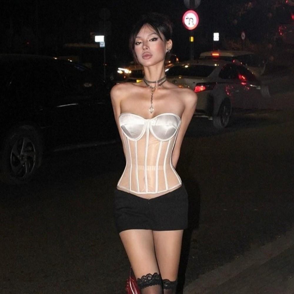 Sleeveless Women Corset Fishbone Camisole with Pads Streetwear Women Vest Sling Top Lady