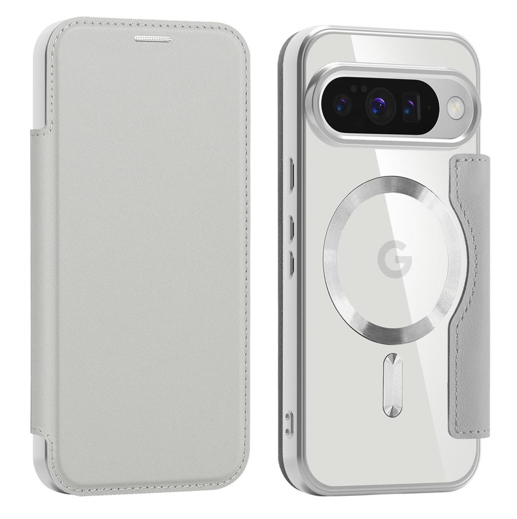Для Google Pixel 8A 9 10 серии. Золотой Щит Магнитный Кожаный Бизнес-Чехол - Совместим с MagSafe, с Слотами для Карт с RFID-Блокировкой и Защитой Линз
