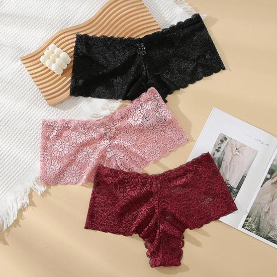 Women Underpants Breathable Lace Soft Solid Color No Constraint Quick-drying See-through