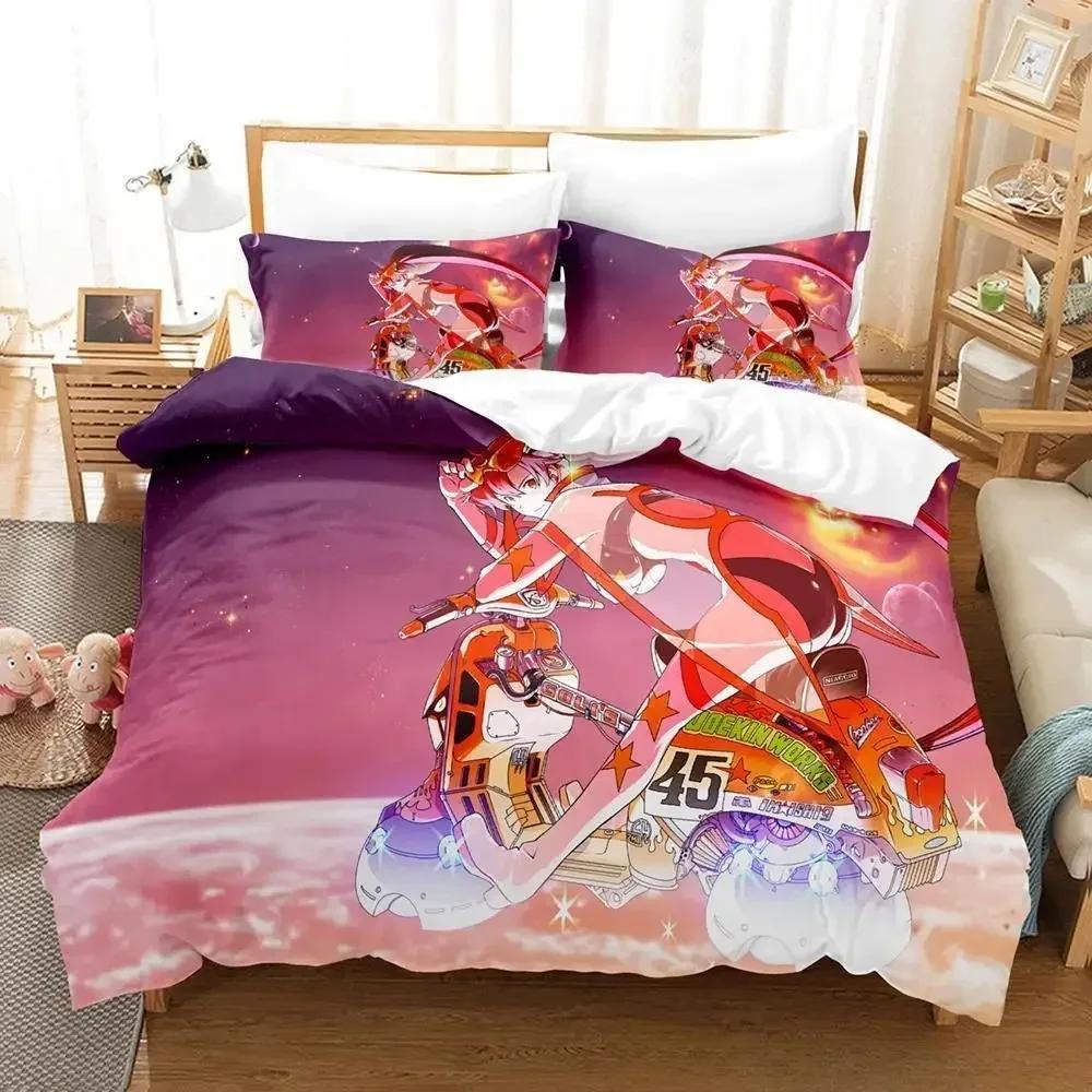 Комплект постельного белья Tengen Toppa Gurren Lagann, односпальная кровать, двуспальная кровать, двуспальная кровать, комплект постельного белья для взрослых и детей, набор пододеяльников с 3D-принтом и аниме