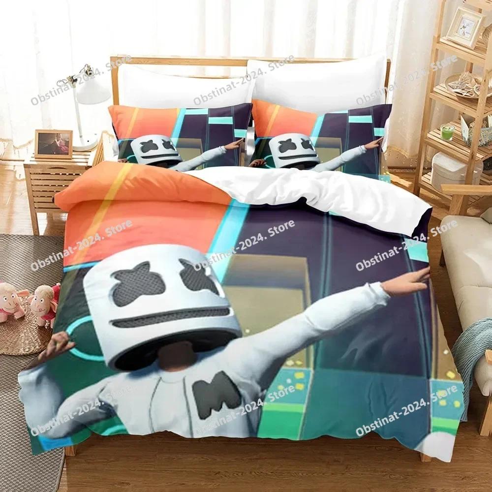 DJ Marshmello Bedding Set Single Twin Full Queen King Size Hip Hop Bed Set Aldult Kid Bedroom Duvetcover Sets 3D Print 035