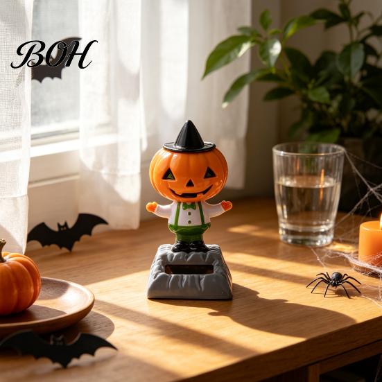 Compact Desktop Holiday Decorations Solar Dancing Pumpkin Doll, Halloween Car Dashboard Decoration, Spooky Ghost Decorative Shaking Figurines Figurine