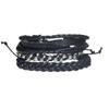 [R3460] - Ethnic Leather Bracelet 'Kilimanjaro' Black Silver - Width 3 To 4 Cm