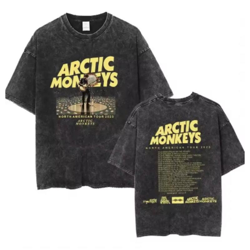 Y2k Hip Hop Streetwear Short Sleeve Tee Retro Arctic Monkeys Rock Album Graphic Vintage Oversized Shirt For Men