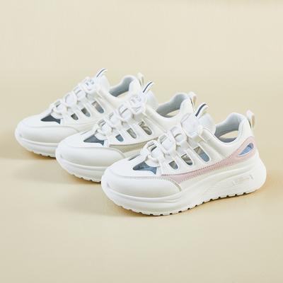 Женские летние кроссовки из дышащей сетки. Удобные кроссовки на шнуровке. Прогулочные туфли из искусственной кожи на массивной платформе. Нескользящие женские теннисные кроссовки.