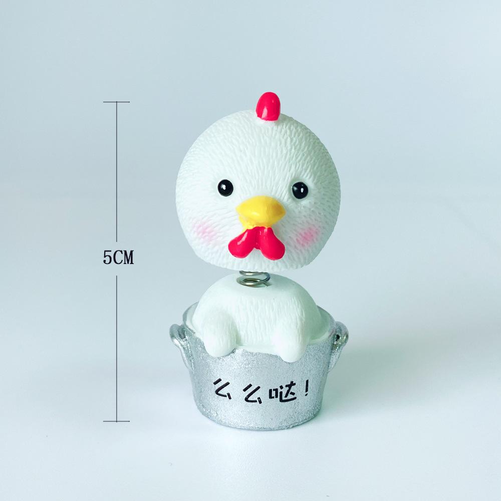 4PCS/set Cute Shaking Head Spring Car Ornament Animal Cactus Small Potted Resin Ornament Ornament