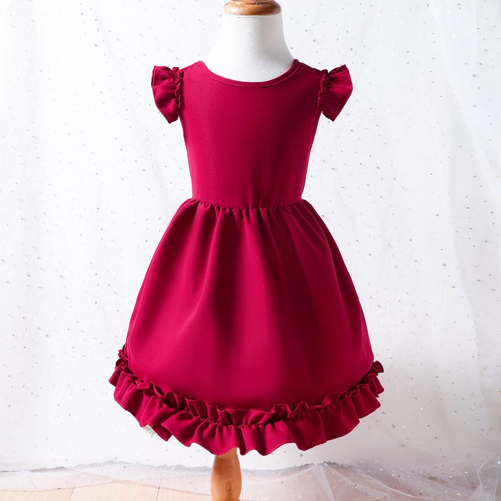 Children Clothing Girls Summer Solid Color Backless Bow Dress Princess Daily Casual Dresses for 2-7 Years Old