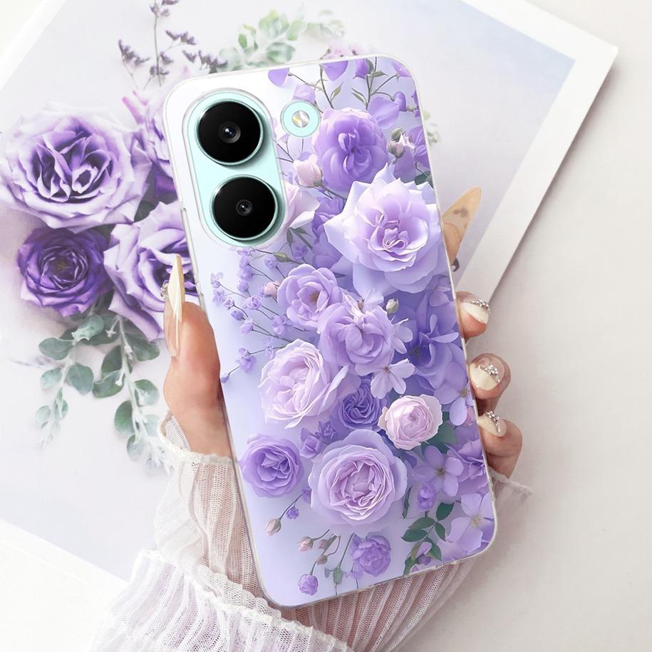 Чехол для Xiaomi Poco X8 Pro Max Чехол Популярный Цветок Мягкий Силикон Прозрачный ТПУ Бампер для Xiaomi Poco X8 Pro X8ProMax Fundas
