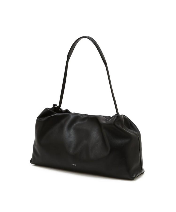 Athe Vanessabruno [Mousse] Black Leather Drawstring Shoulder Bag M Aaba6E540Bk