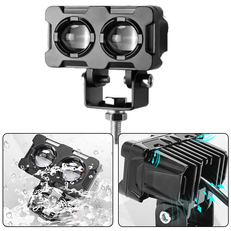 DC12-80V Мотоциклетный светодиодный прожектор с двумя линзами Прожектор Мотоциклетный вспомогательный противотуманный фонарь Двухцветный белый желтый свет