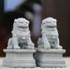 1 пара каменных миниатюрных фигурок льва в китайском стиле, мини-скульптура Фэншуй Ши, статуя, универсальная