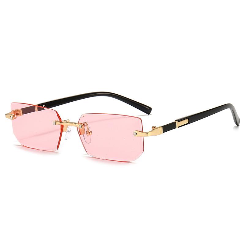 Trendy Rimless Sunglasses for Women Men Fashionable Polygon Eyewear with UV400 Protection