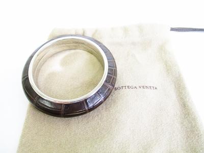 Оригинальный кожаный браслет-манжета BOTTEGA BENETA из серебра 925 пробы #7591 Отремонтирован продавцом