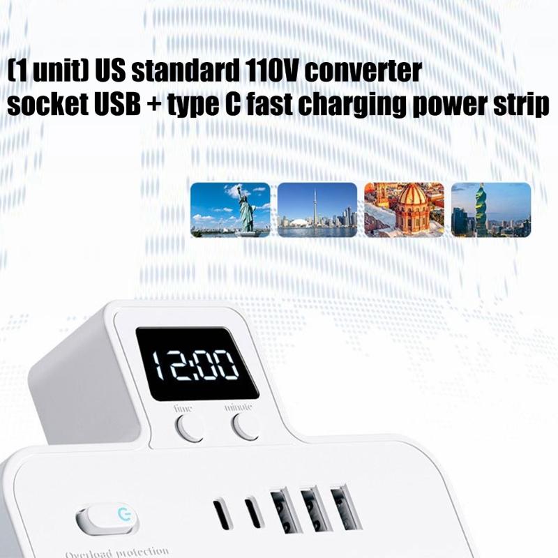 Удлинитель с несколькими розетками, два порта USB-C, усовершенствованная система зарядки, защита от перенапряжения, легко переносить для международных поездок