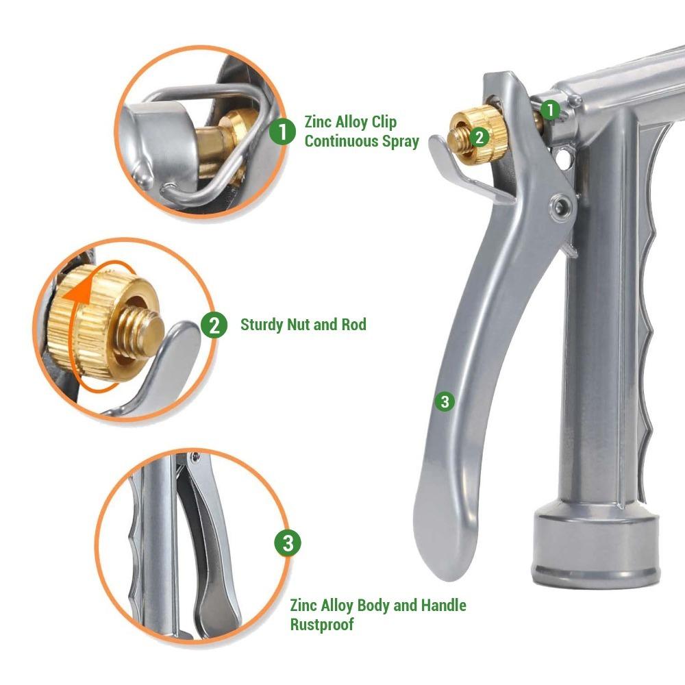 Zinc Alloy Garden Hose Nozzle High Pressure Adjustable Pressure Nozzle  Watering Plants