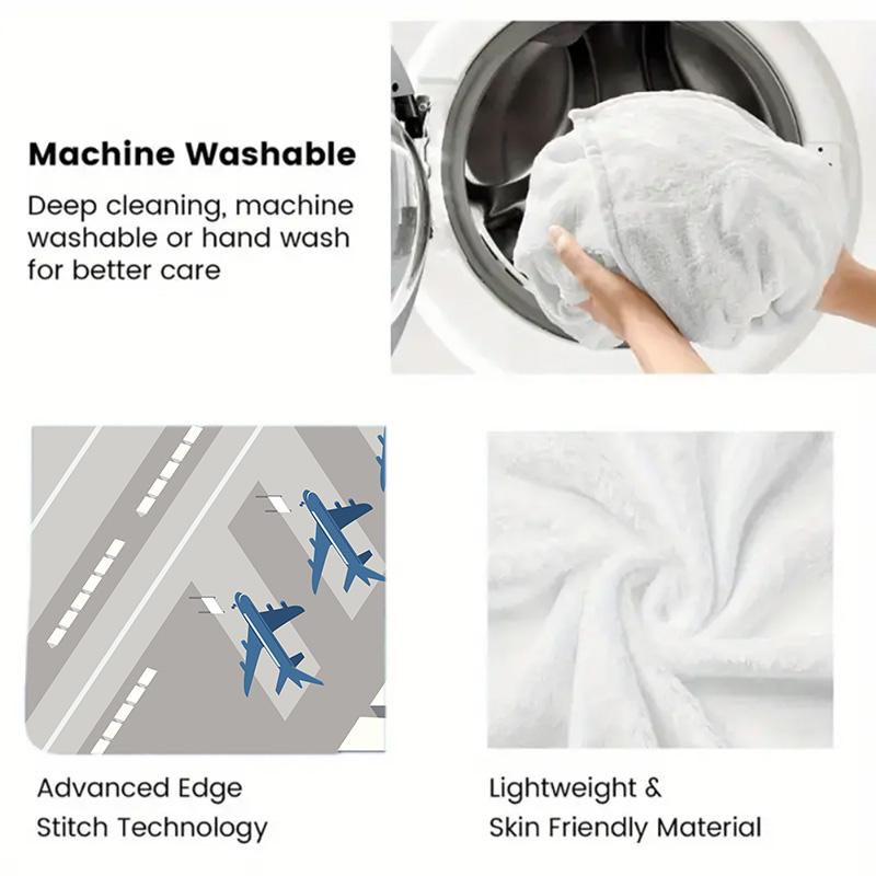 Airports and Airplanes 2D Flat Pattern Flannel Blanket High quality All Seasons Warmth and Comfort Perfect for Christmas Gifts.MMT0918315