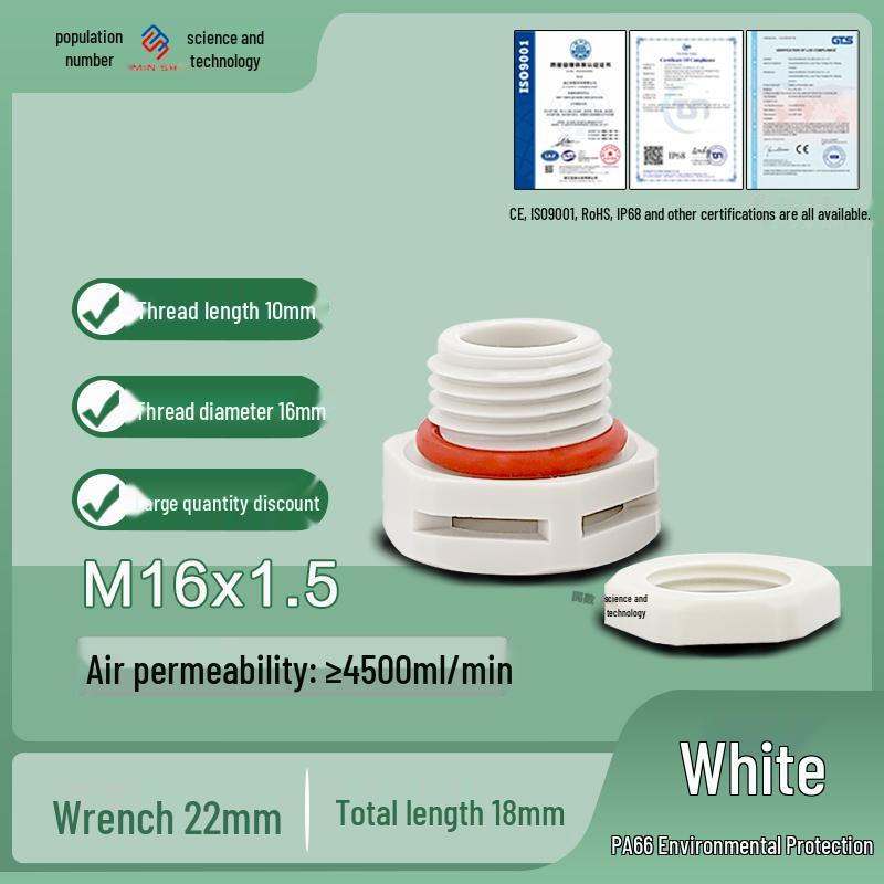 M12 Waterproof Breathable Nylon Automatic Vent and Pressure Relief Valve for Fermentation