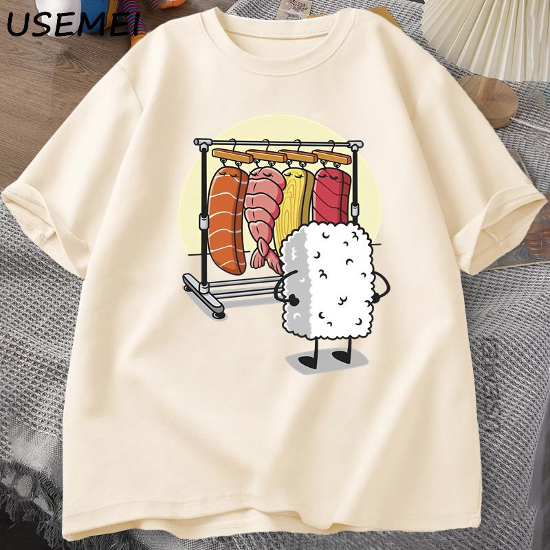 Футболка Sushi Wardrobe Женская Мужская Смешная Высококачественная Футболка Хлопок Графические Футболки Свободные С коротким рукавом С принтом Футболка Мужская Топы