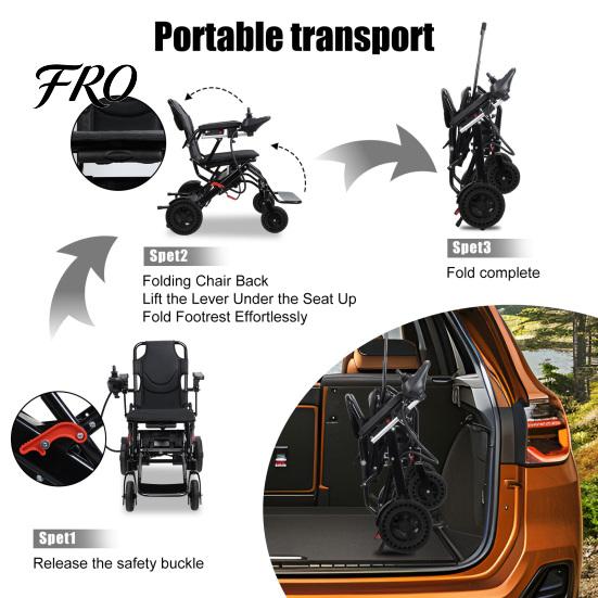 Adults Lightweight Foldable Electric Wheelchairs Wheelchair, Wheelchair for Adults, Motorized Portable with 500W Motors,12 Miles (UK Socket) Adult