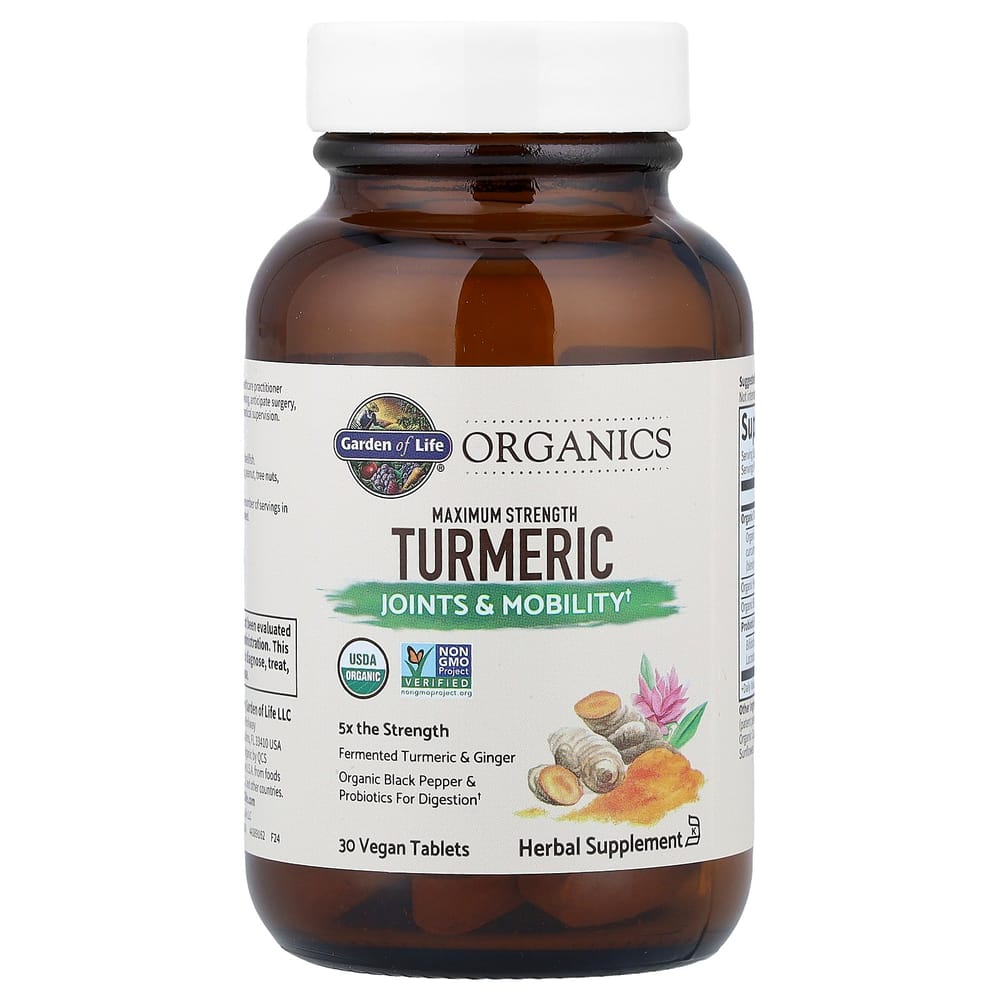 Garden of Life mykind Organics Maximum Strength Turmeric Joint & Mobility, 30 Vegan Tablets