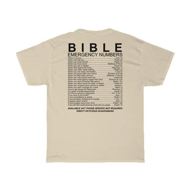 Hb504bible Numbers Back Print Christian Tshirt Short Sleeve Bible Verse Funny T Shirt Jesus Faith Tees Women Religious Top