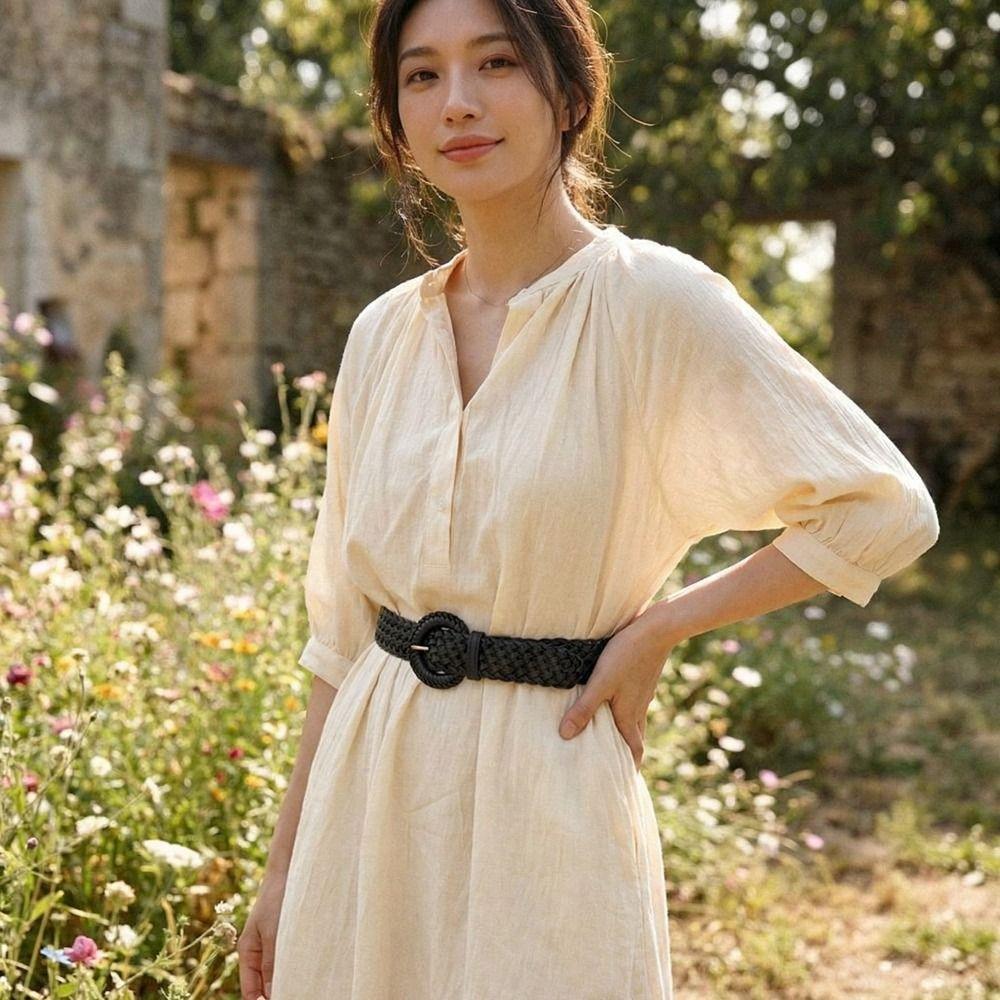 Hollow Out Weave Belt Round Bohemian Style Waistband Personality Retro Belt Women