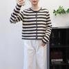 Short Contrasting Striped Knitted Cardigan Autumn and Winter New Soft Waxy Design Loose Sweater Jacket Women