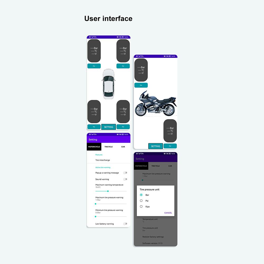 Автомобильная система контроля давления в шинах TPMS, отображение на мобильном телефоне, Bluetooth-совместимая система контроля давления в шинах, аксессуары