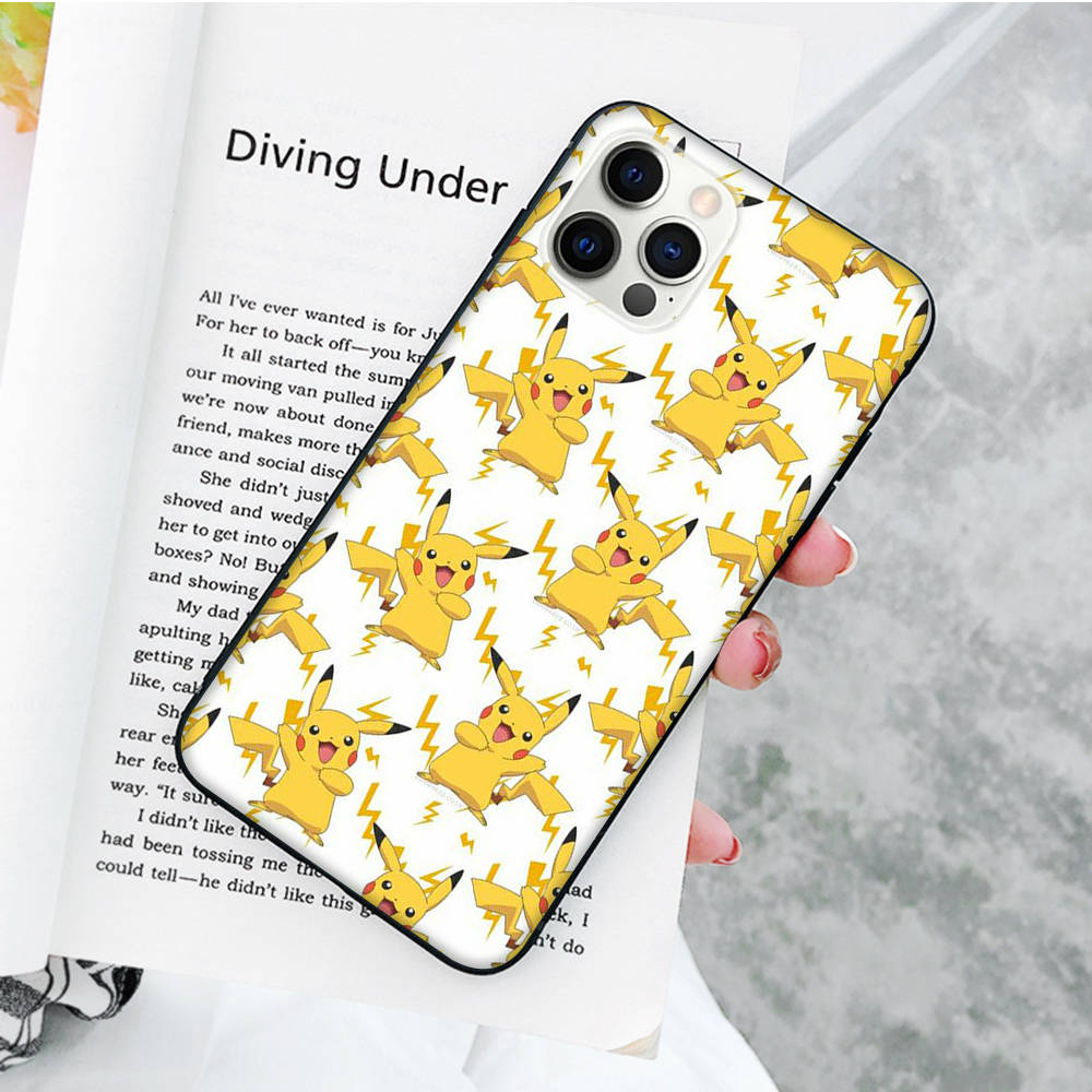 JP36 Pikachu Pokemon Black Soft Case for Xiaomi Poco X6 X4 M5 M6 F5 F6 C65 C55 C50 C51 C40 Pro Redmi 14C A3X 13C 12C 11T 10A 9C Note 7 6 8A Plus