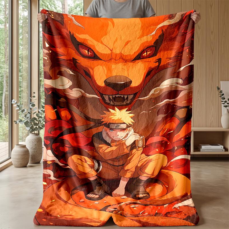 Naruto Uzumaki Printed Flannel Blanket Skin Friendly Warm Decorative Throw for Indoor Couch Bed Daily Use