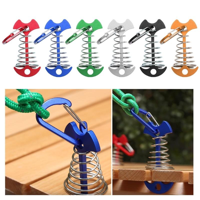 10 шт. Колышки для палатки, колышки-якоря для палубы, ветрозащитные колышки в форме рыбьей кости, с пружинными карабинами, якоря для ветрозащитного шнура, для кемпинговой палатки, простые в использовании